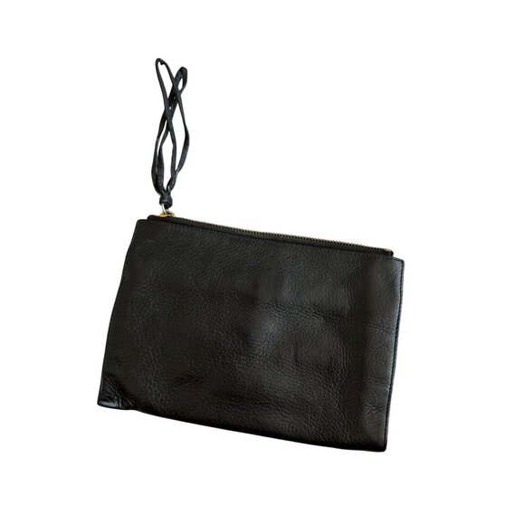 HENRI BENDEL Vintage Black Leather Zip Clutch Pouch Bag - Picture 3 of 9